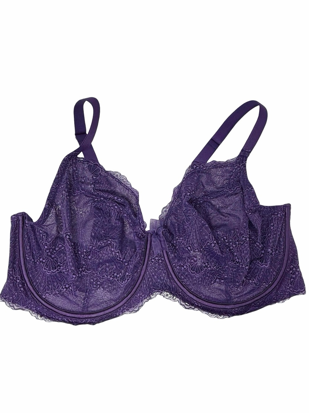 Adore Me NWT All Lace Goth Grape Purple Underwire Full Figure Bra Size 46DDD